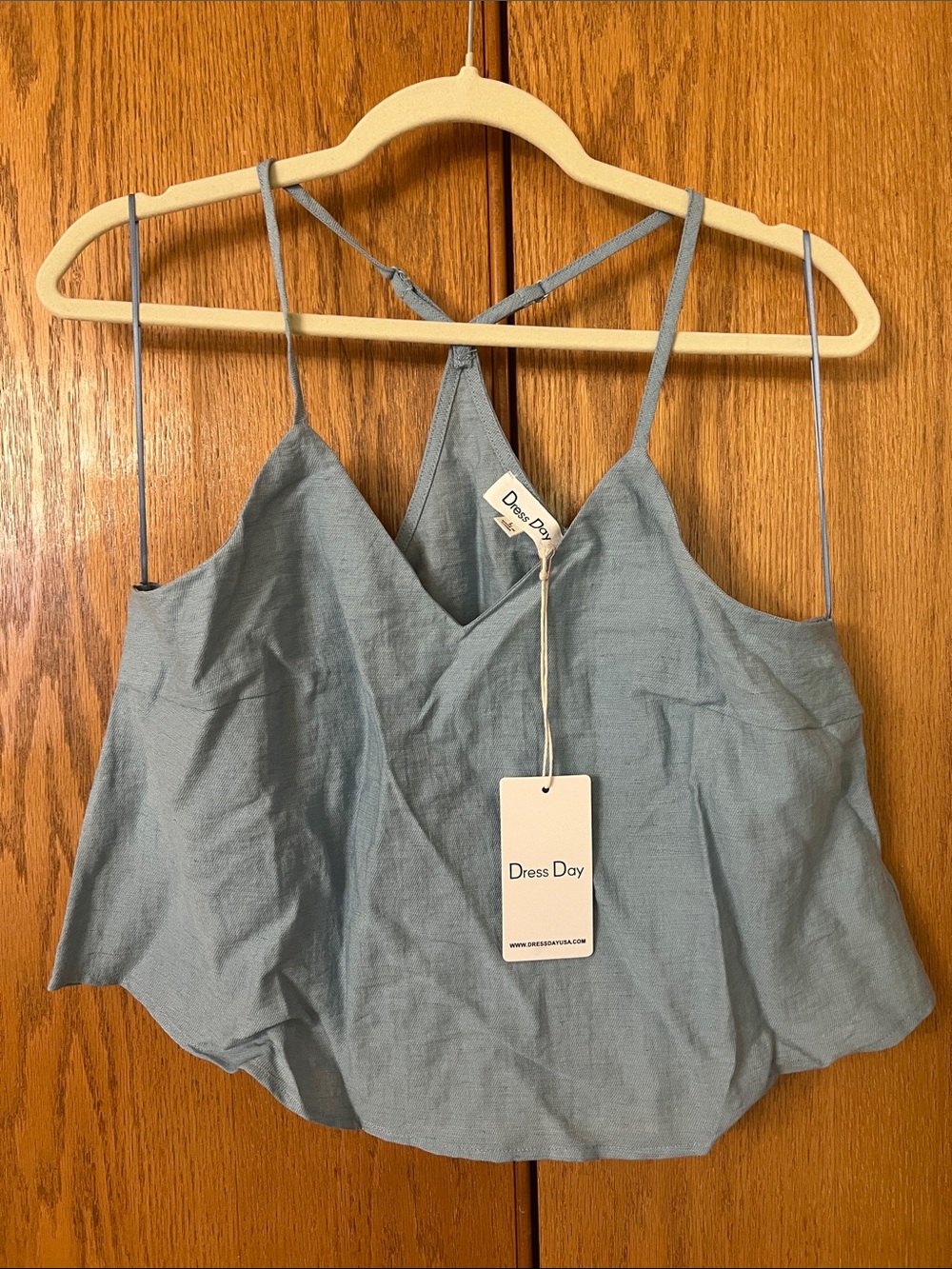 Dress Day Dusty Blue Linen-Blend Strappy Cami